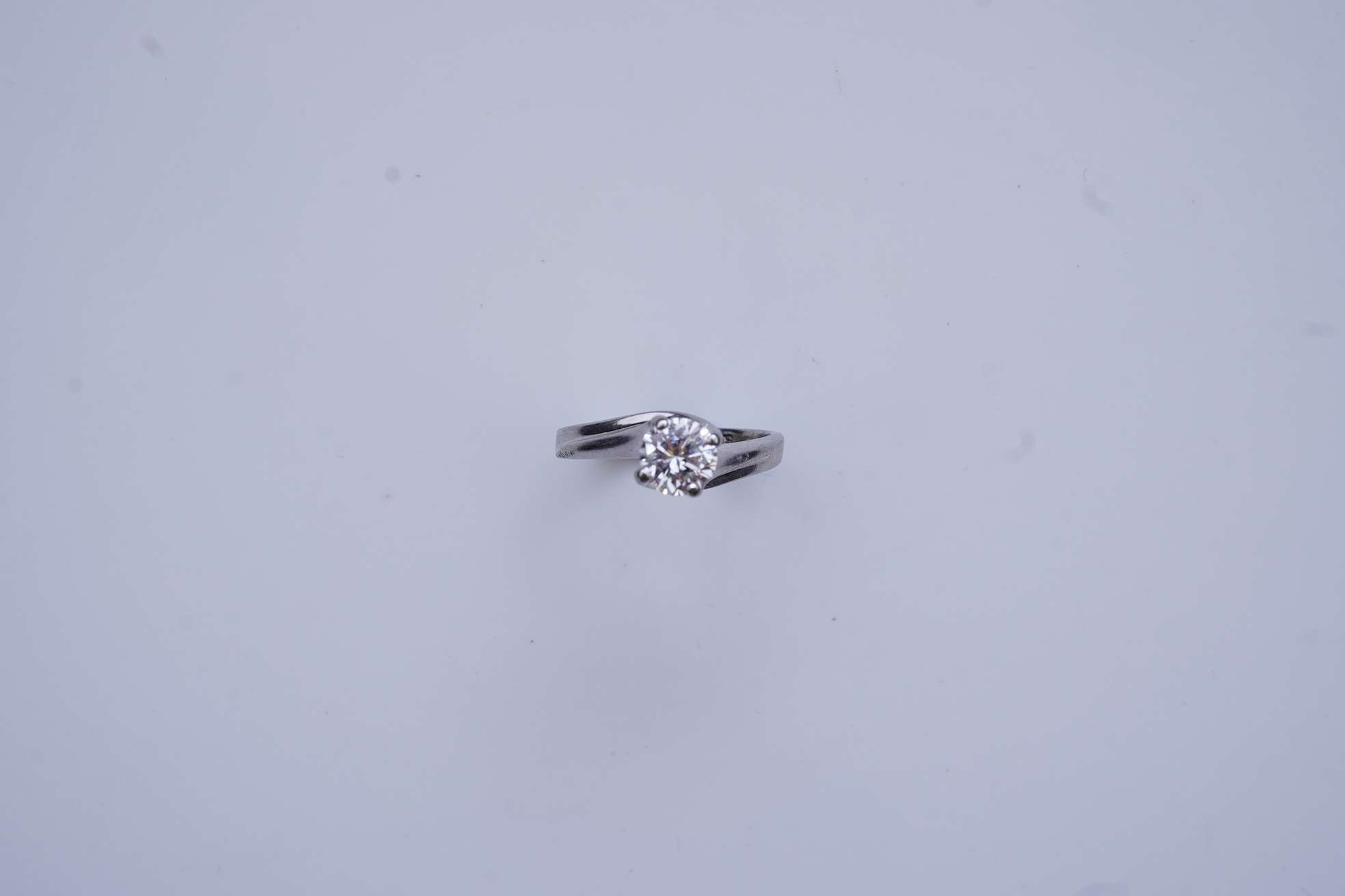 A diamond solitaire ring